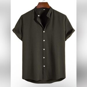 NWT Men Solid Button Up Shirt